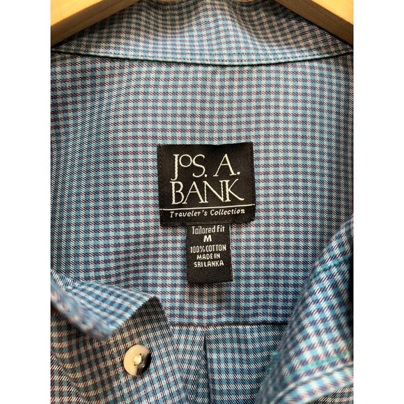 Joseph A Banks Men's Travelers Collection Tailored Fit Shirt Size M Blue Plaid - Picture 3 of 12